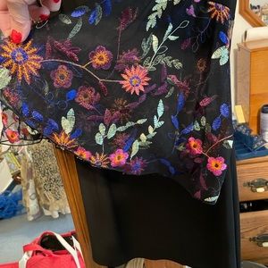 mSK sexy black dress with embroidered bell sleeve XL